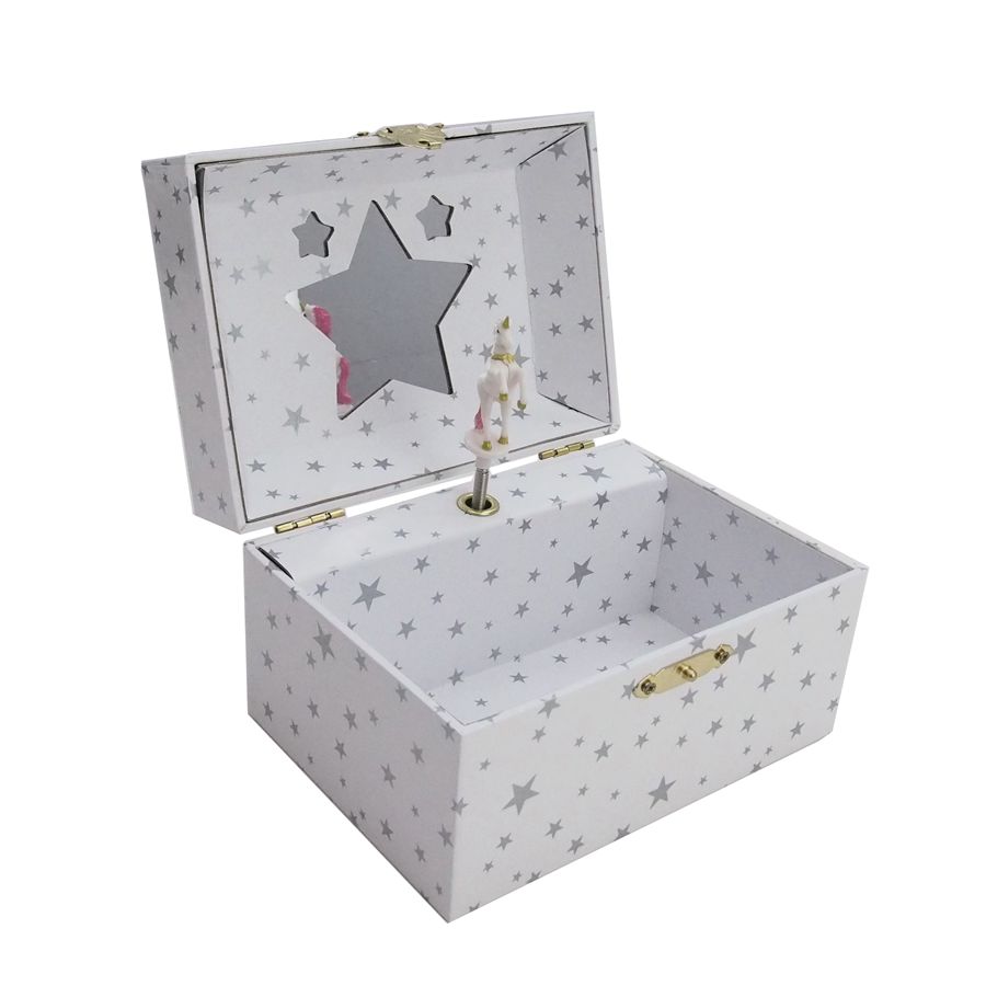 Wholesale Jewelry Custom Gift Boxes Hottest style rotating  girl unicorn Musical Jewelry Storage Box