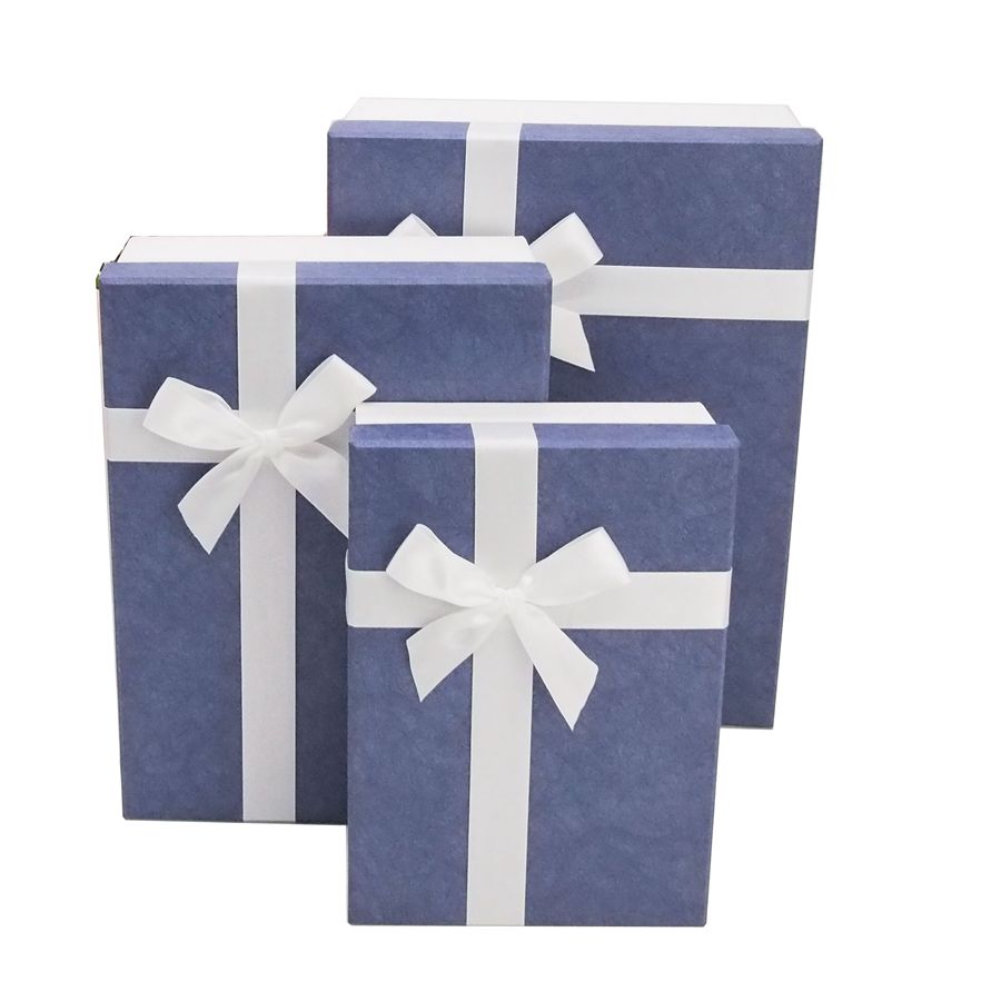 3-piece rectangular nested gift box various sizes of party gift boxes with ribbon cardboard birthday box