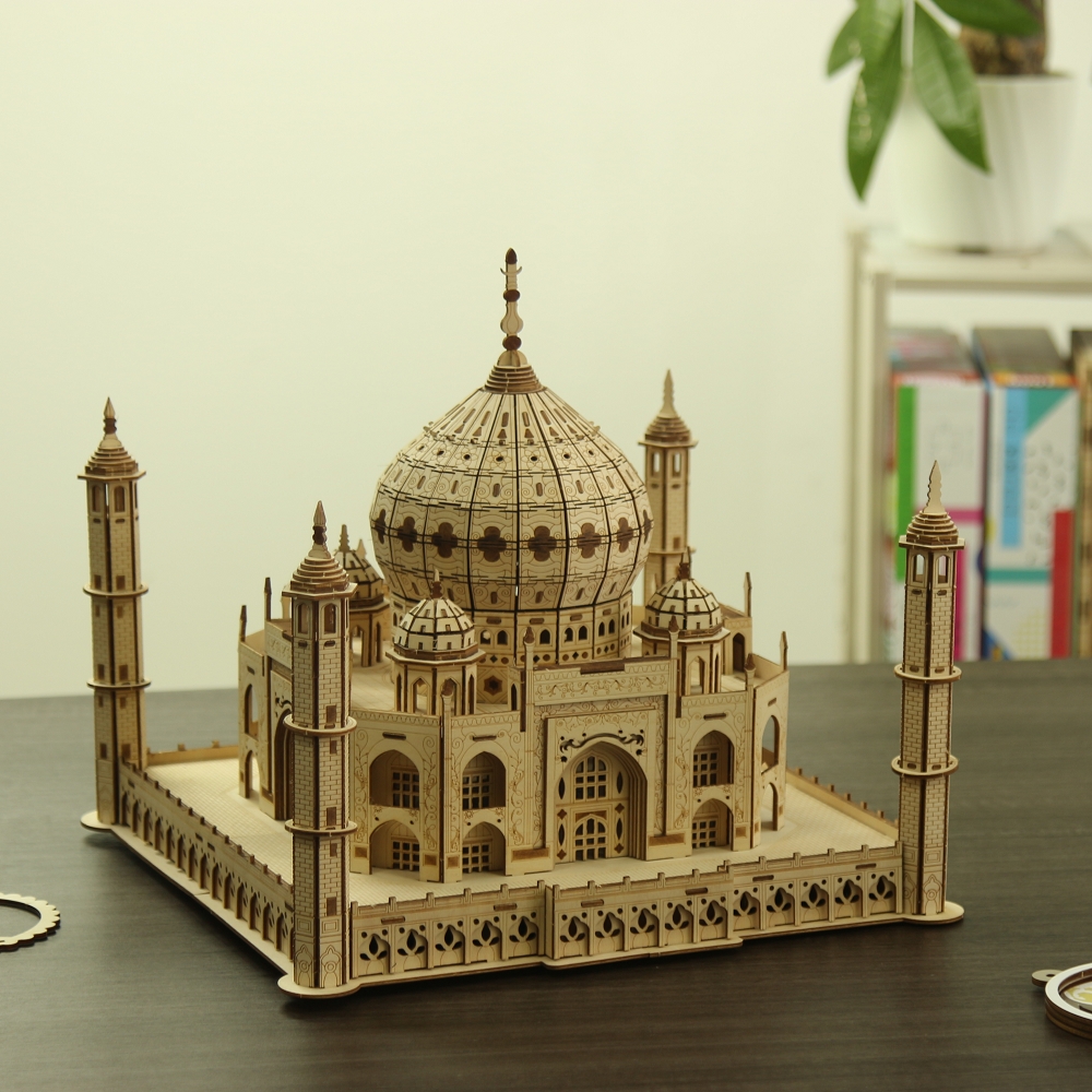 DIY Wood Kit Exquisite Workmanship Taj Mahal Architecture 3D Wooden Puzzle with Quality UV Resistant Gloss - W0212P