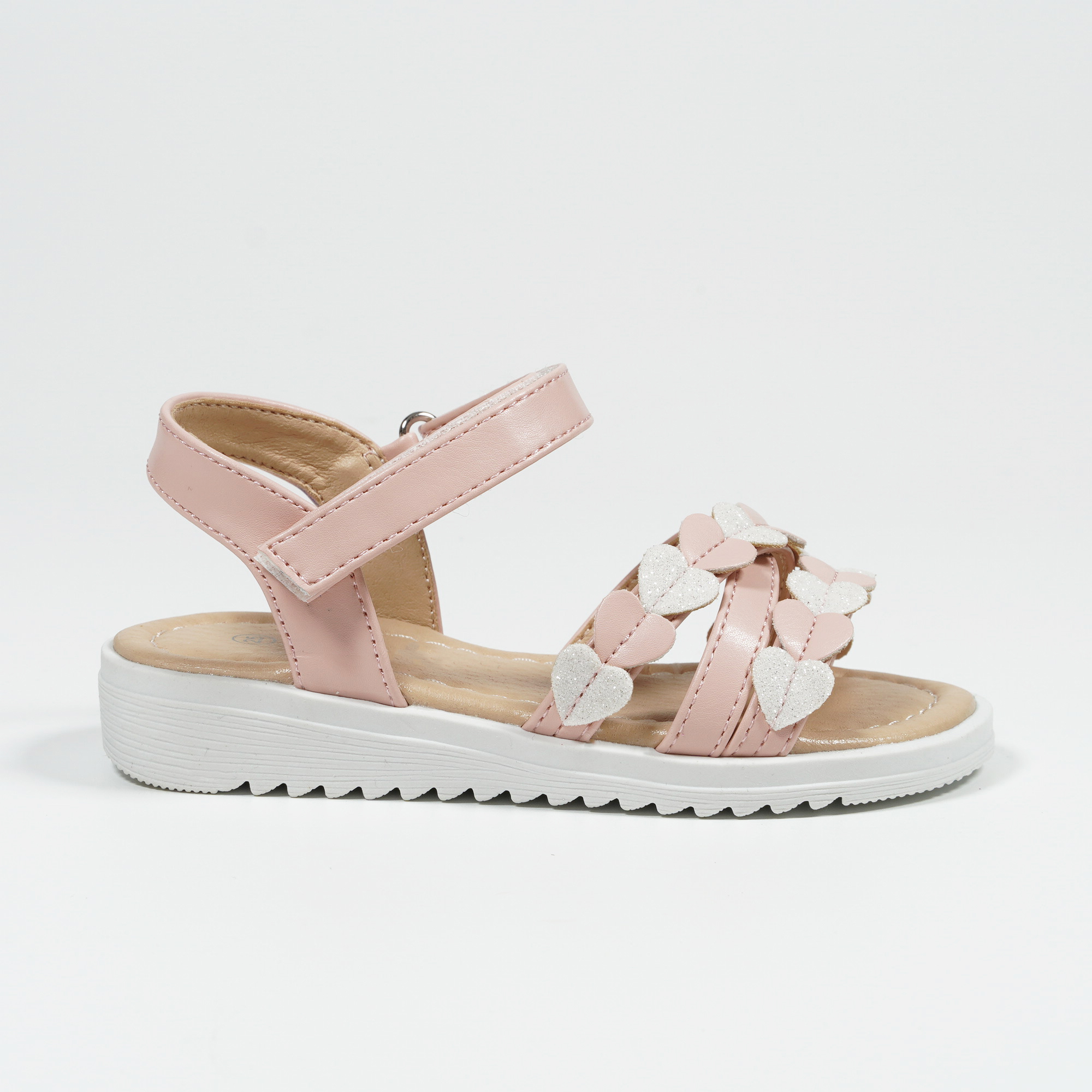 Summer Heart-shaped Little Girls Long Velcro Sandals Princess Baby Shoes