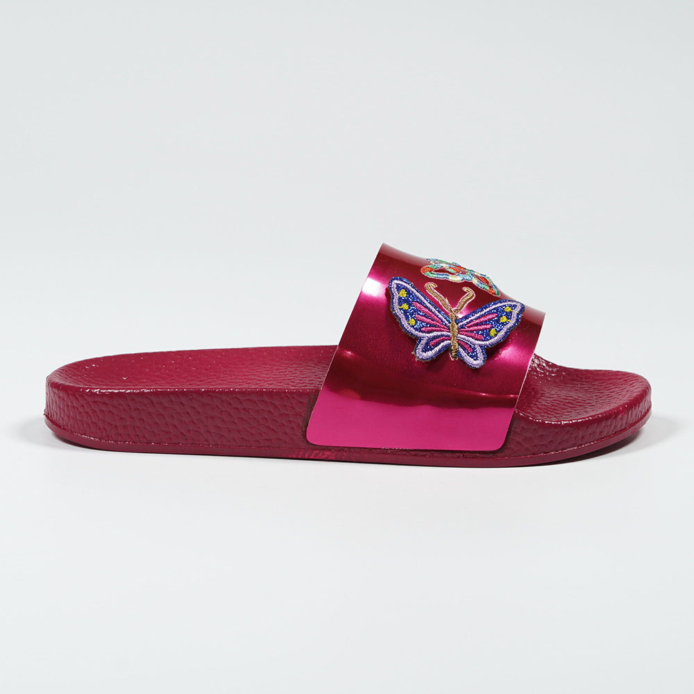 Nikoofly Gorgeous Fuchsia Butterfly Embroidered Indoor Slippers
