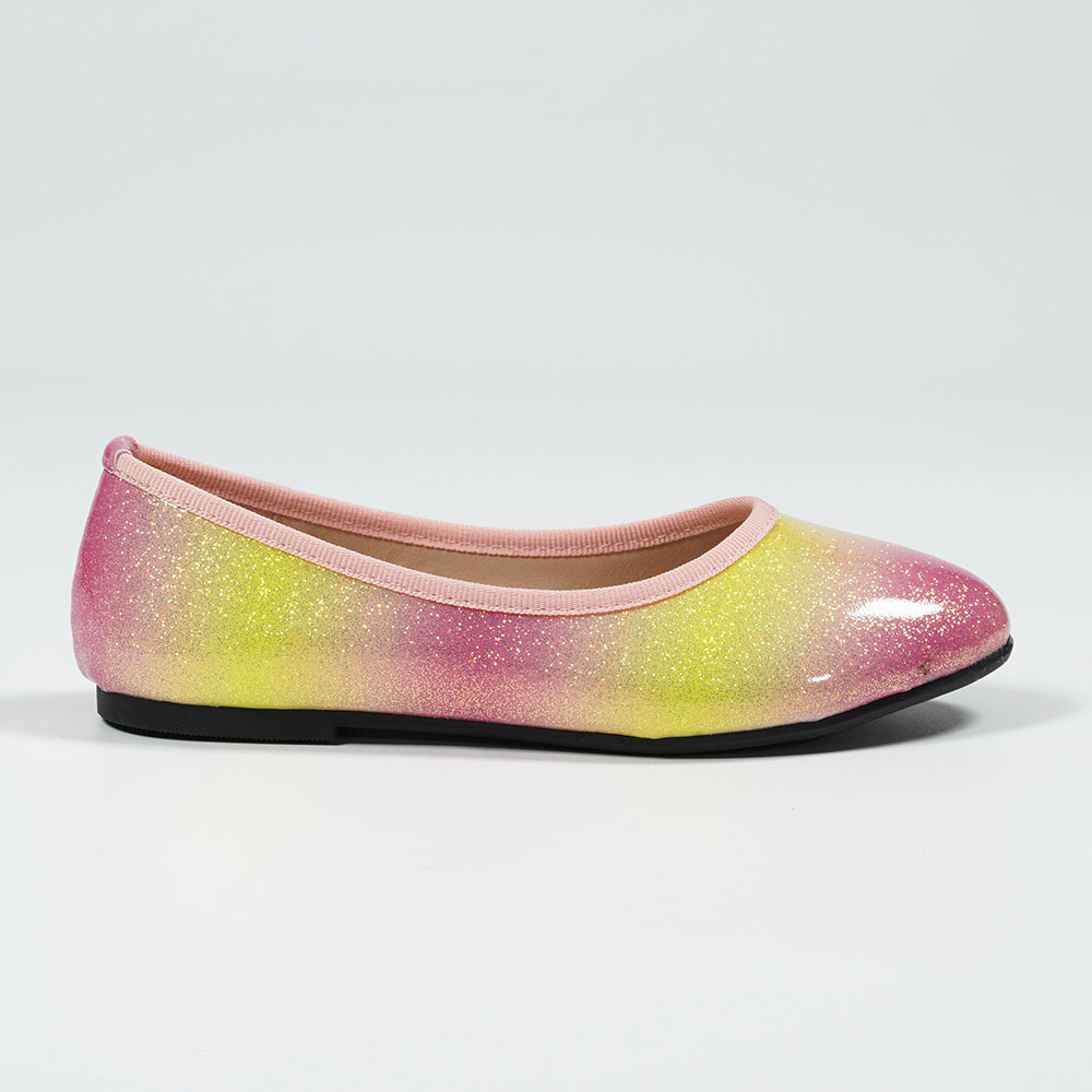 Women Gradient Color Glitter Ballerina Flat Shoes