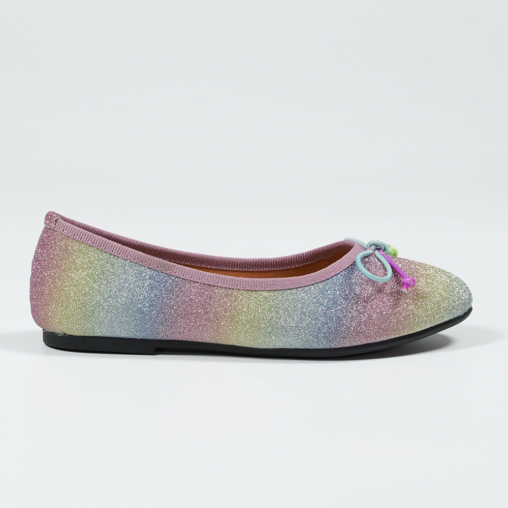 Rainbow Soft Fine Glitter Mary Jane Ballet Flats