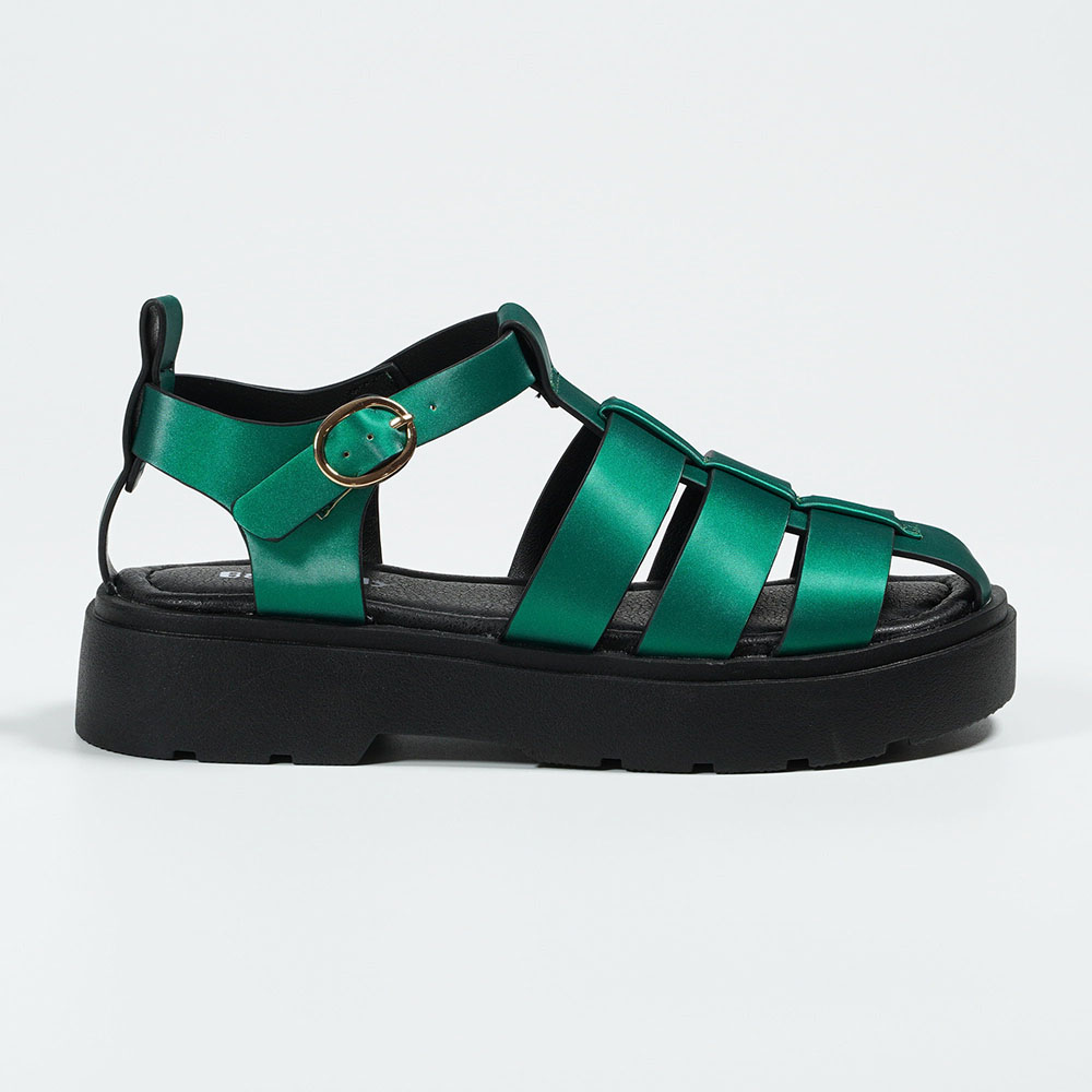 Emerald Green Breathable Roman Style Close Toe Platform Sandals