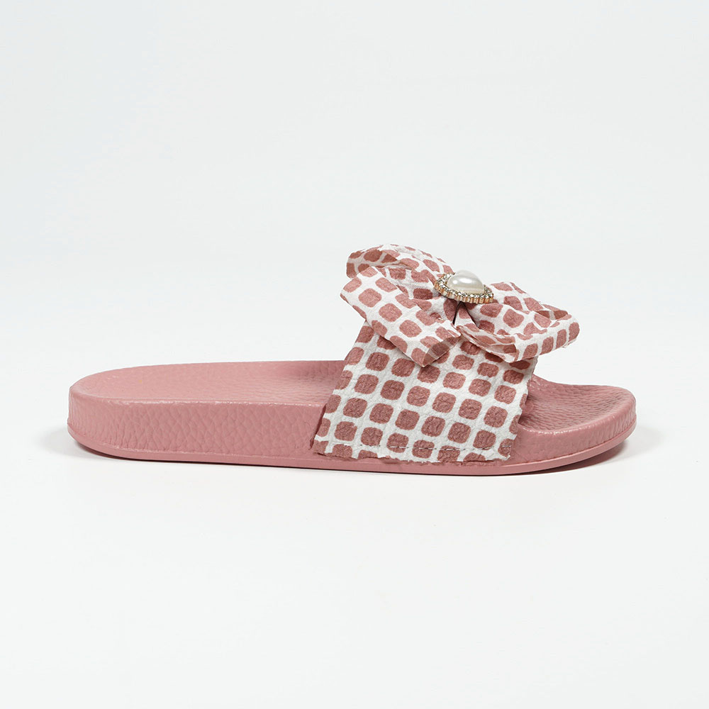 New Arrival Girls Lovely Textile Slipper with Bow Tie PVC Outsole Stylish Slippers