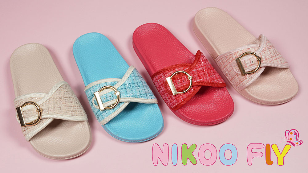 Nikoofly-Stylish-Blue-Sky-Plaid-Textile-Fabric-Indoor-Casual-Slippers-New-Arrival-Girl-Slide-NMD8010B-4