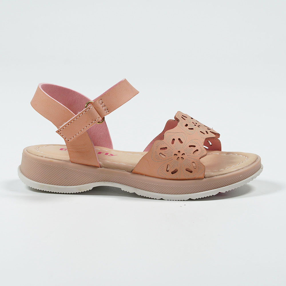 Popular Laser Cut Student Toddler Girl Sandals Shoes with Velcro Strap