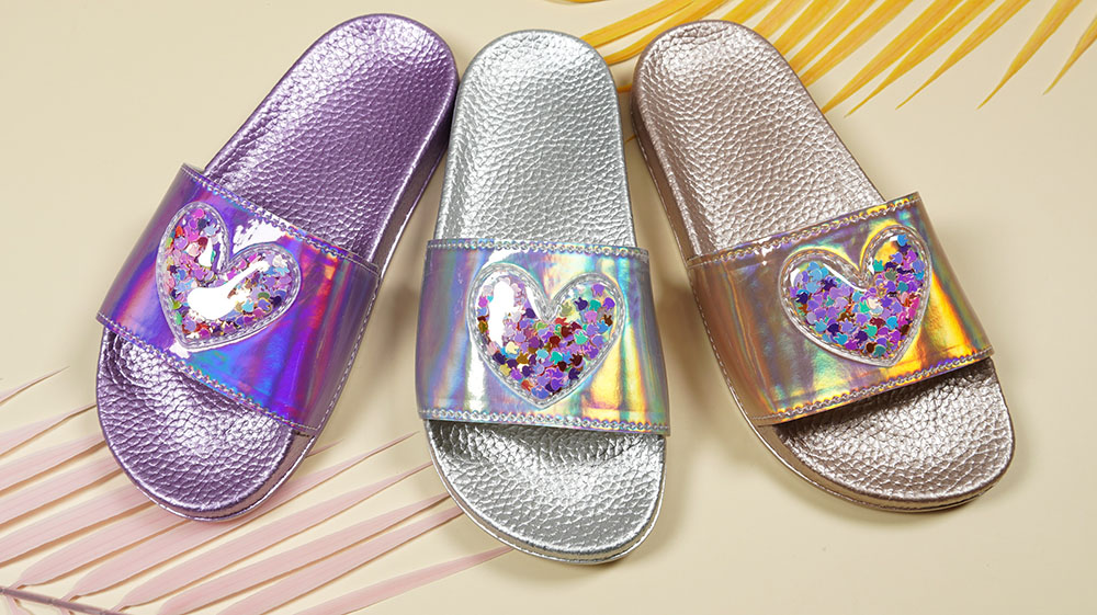 Heart-Decoration-Holographic-Metallic-Color-Slippers-with-PVC-Outsole-NMD8010F-1