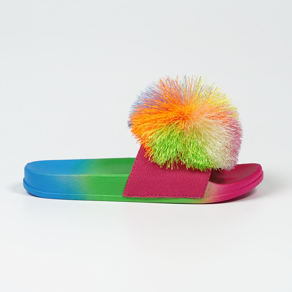 Foreign Trade Wholesale Beach Exaggerated Rainbow Flat Slippers