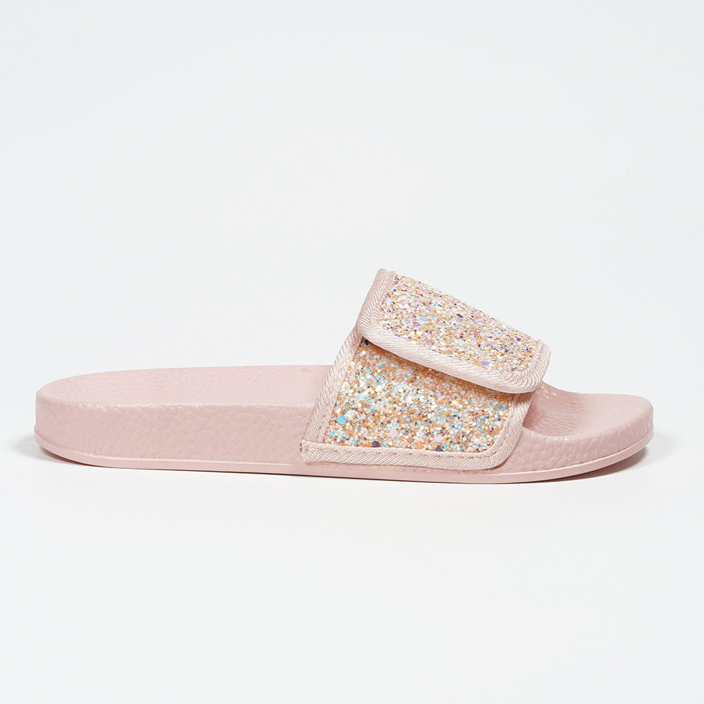 Pretty Glitter Indoor Outdoor Casual Slippers Pink Wholesale Girl Slipper