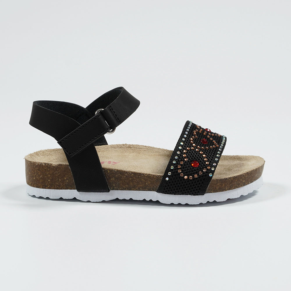 Ladies Lightweight Comfort Fabric Sandals with Velcro & Diamantes