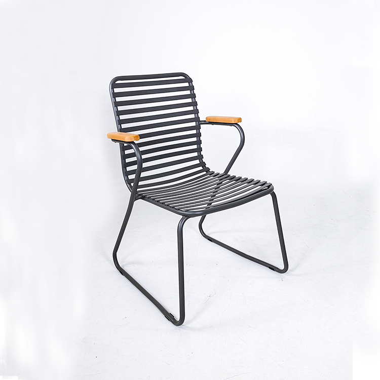 Patio Steel Plastic Wood Dining Chair