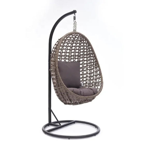 Single Seat Metal Garden Swing Egg Chair With Stand
