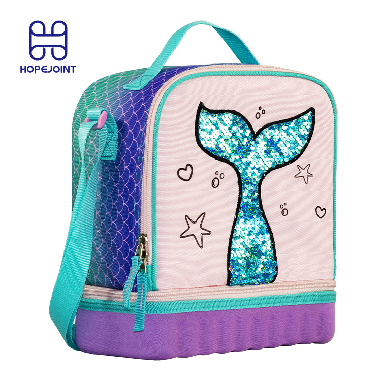 Best selling portable EVA student insulated thermal mermaid girls school lunch box cooler bag for children kids