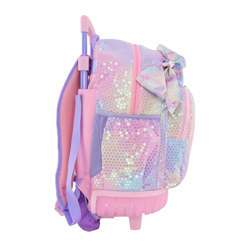 LED Carry-on Luggage for Kids, Glitter Sequins Girls18" Rolling Backpack School Trolley Teens Bags Fashion Suitcase Daily Life