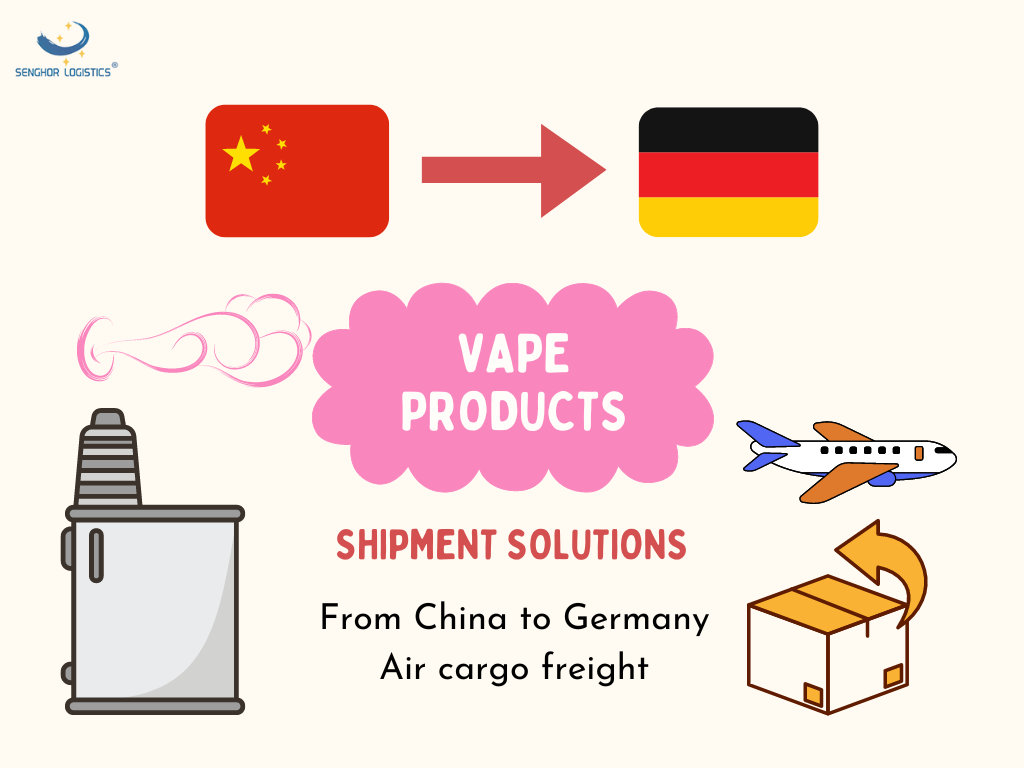 Vape products shipment solutions shipping from China to Germany air cargo freight by Senghor Logistics