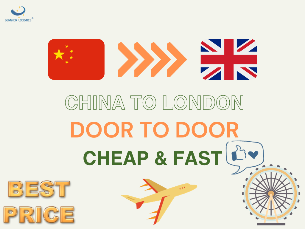 Cheap air rates China to London door to door FAST shipping services by Senghor Logistics