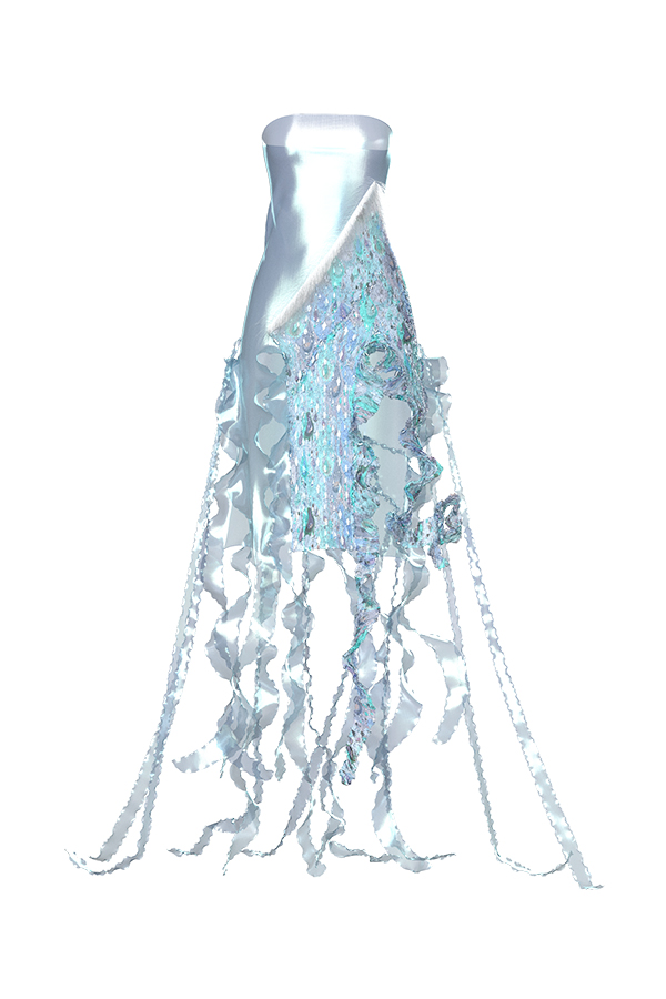 Futuristic Y2K Textured Fabric Irregular Hem Bodycon Mini Dress Women