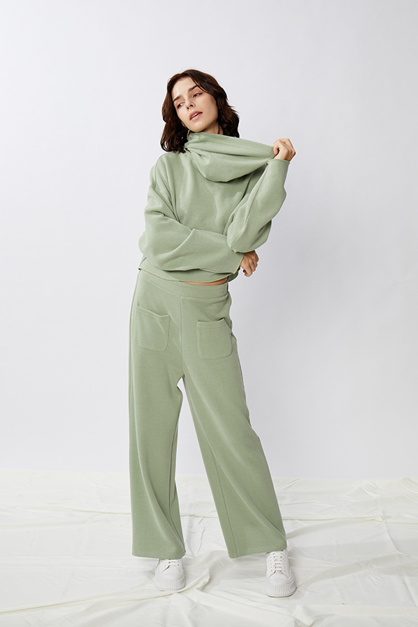 Turtle Neck Loose Hoodie Joggers Pants Two Piece Set