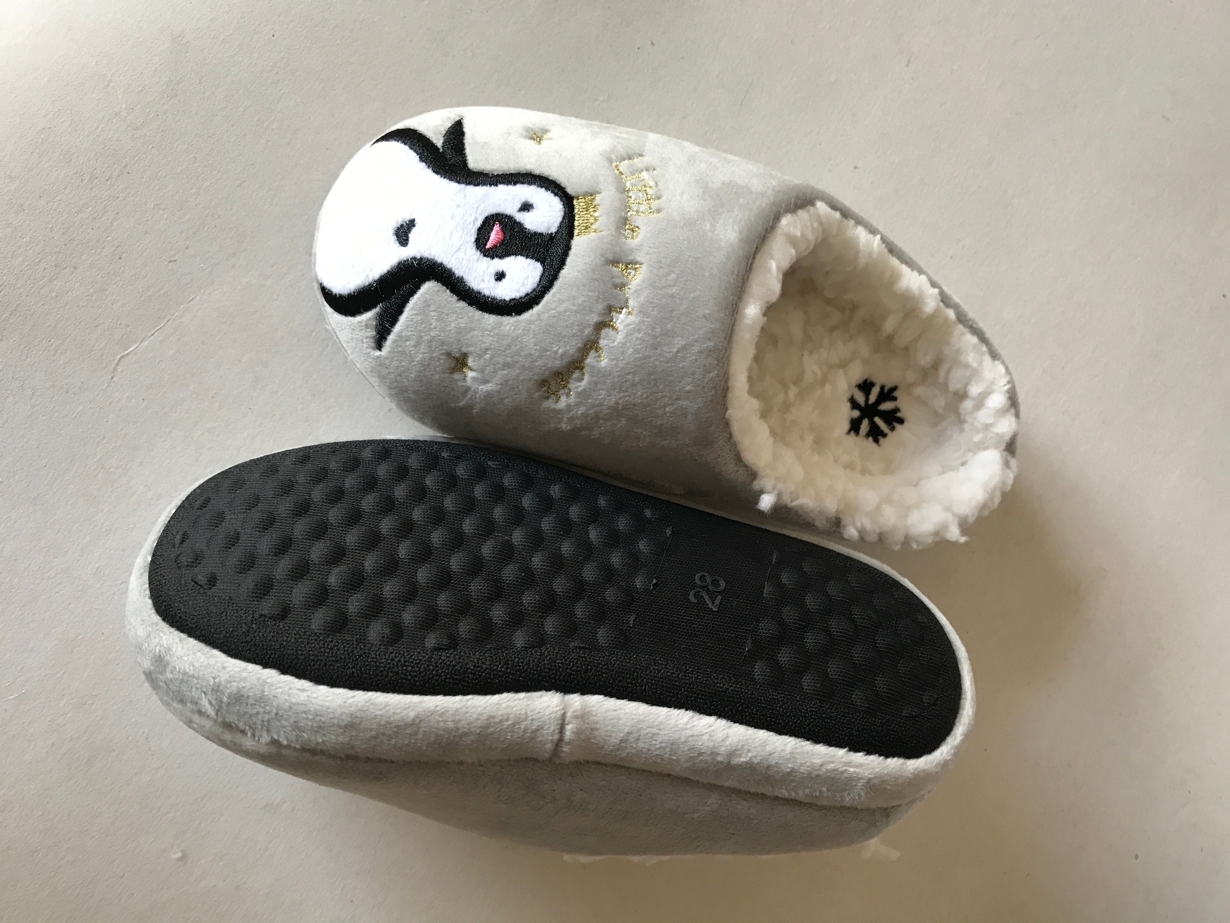 Kids' Chilren's Comfy Warm Slide on House Slipper with Penguin Embroidery