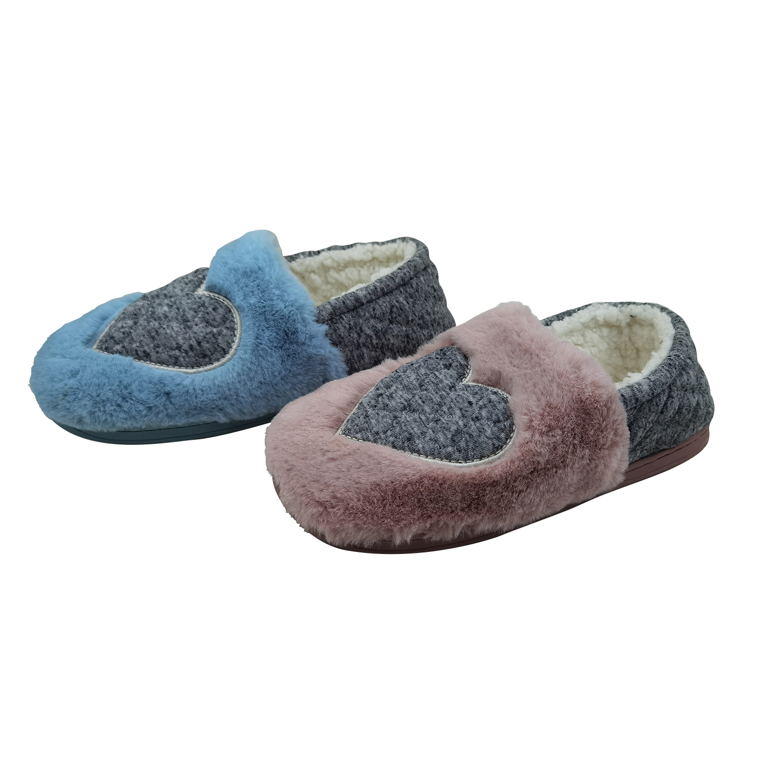 Women's Girls' Indoor Slippers With Heart Embroidery