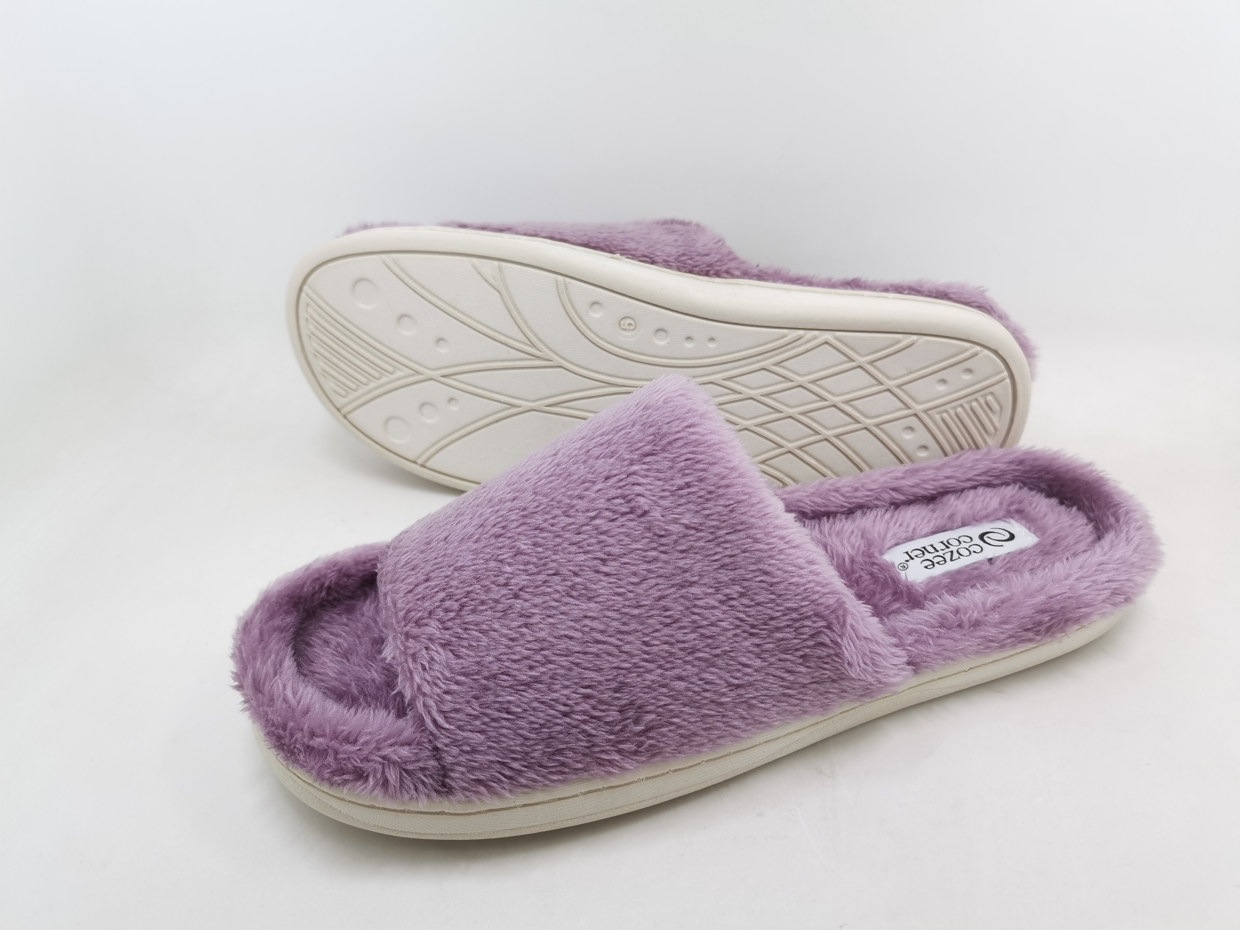 Women's Open Toe House Slippers Memory Foam, Comfy Cozy Slip-on Indoor Slippers for Women Non-Slip, Soft Cute Womens Flannel Home Bedroom Scuff Slippers