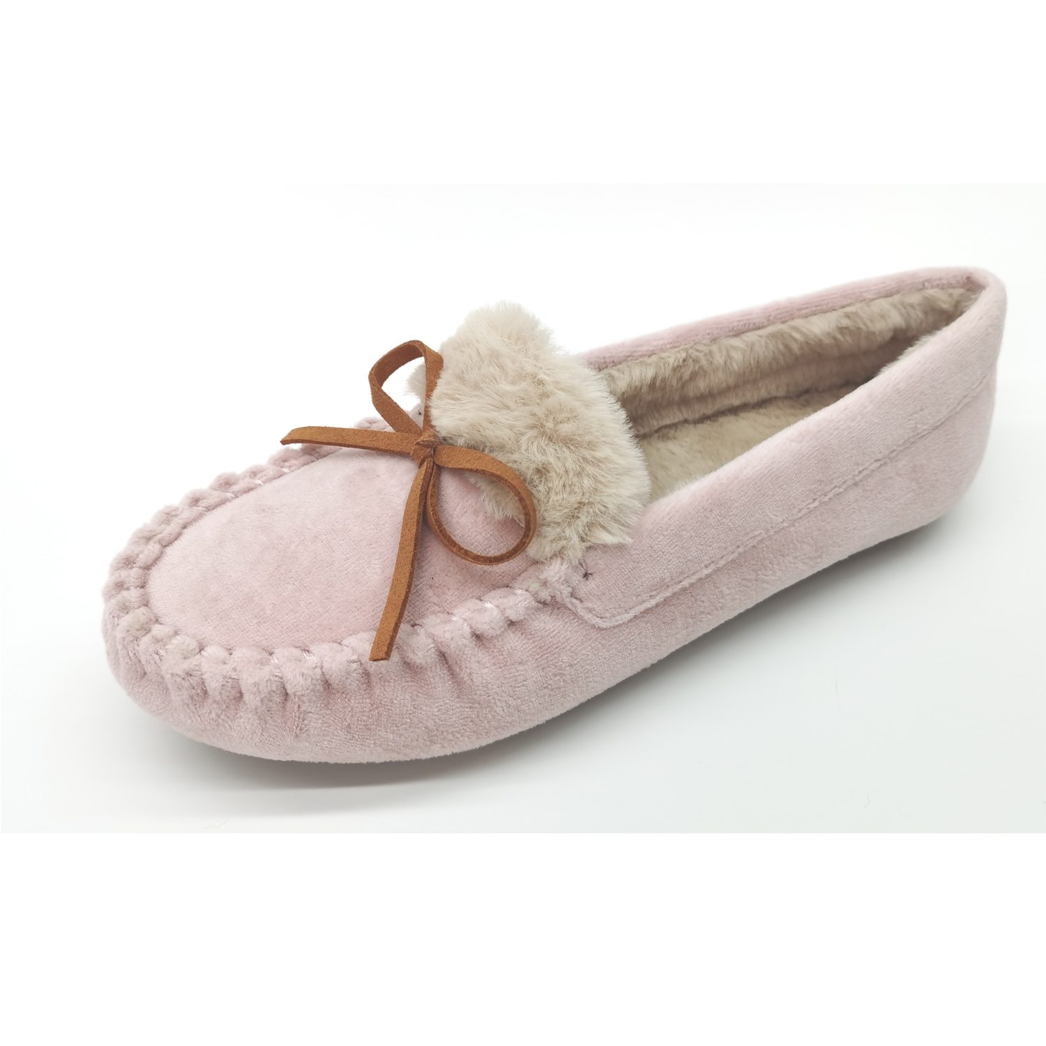 Women's Moccasin Slippers  Lace-Up Bow Cozy Indoor & Outdoor Moccasins Slip On Loafers Shoes for Women 