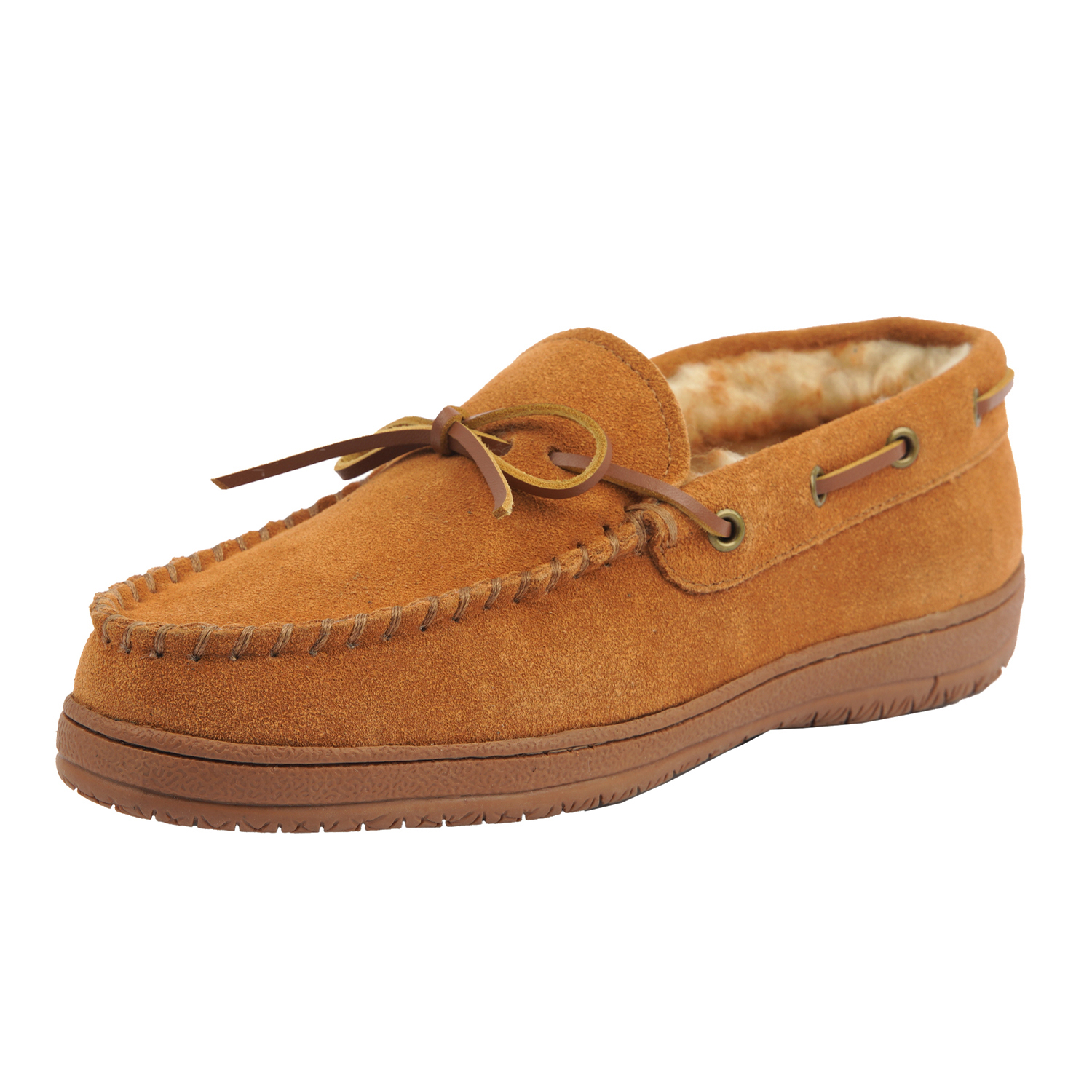  Men's Leather Lace-Up Moccasin Slippers