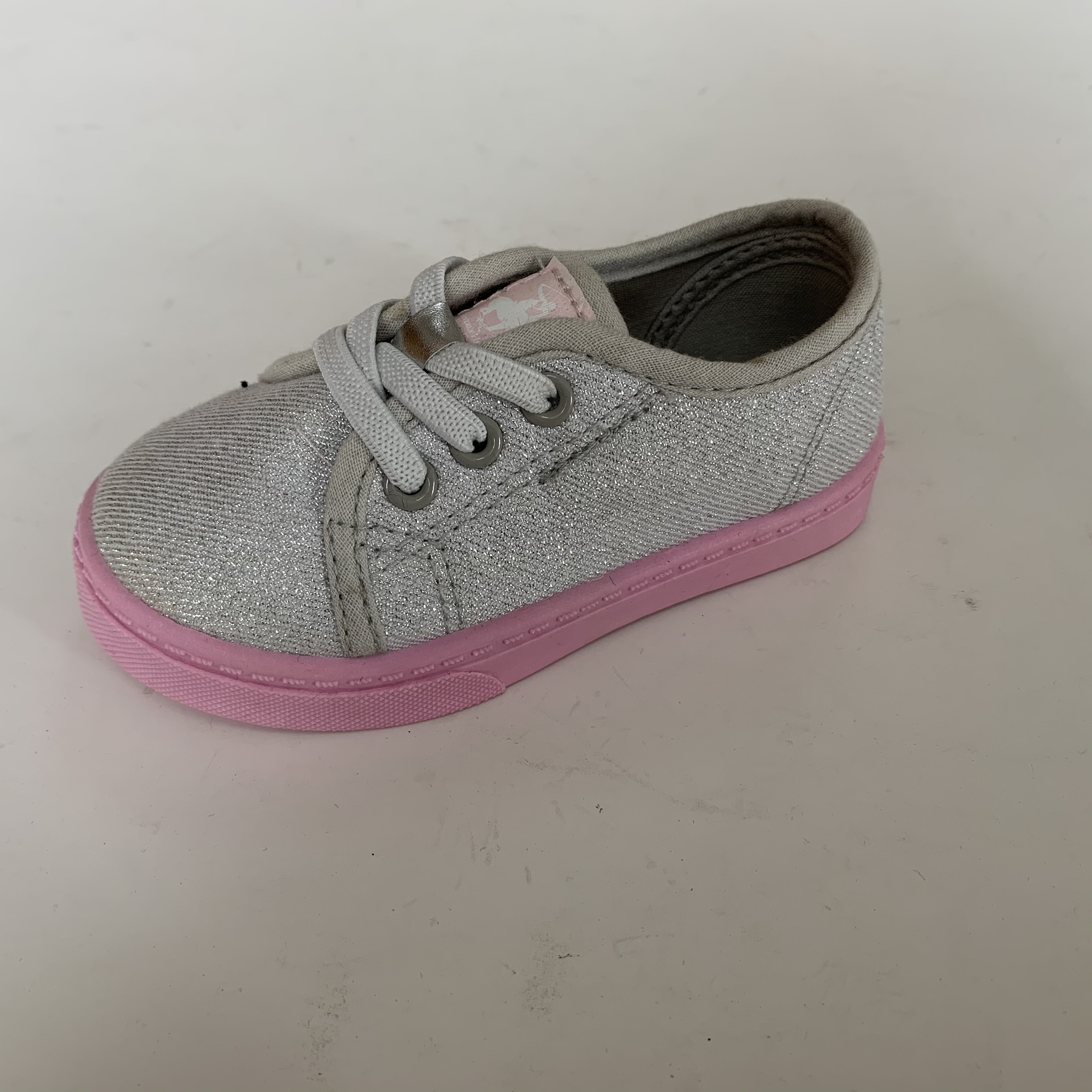 Kids Silver Twill Contrast Slip on Sneaker Casual Shoes