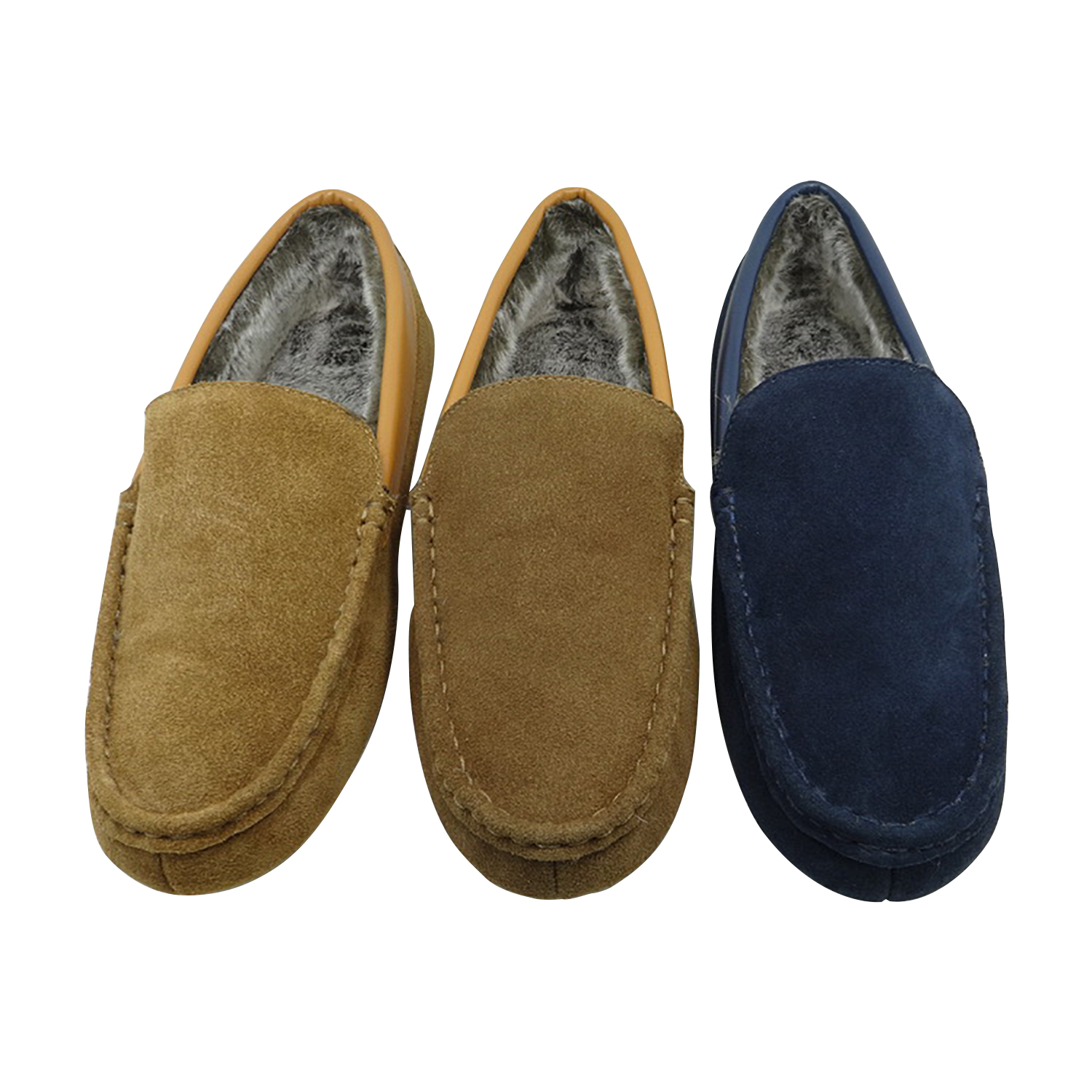 Mens Leather Moccasin Loafer Slippers 