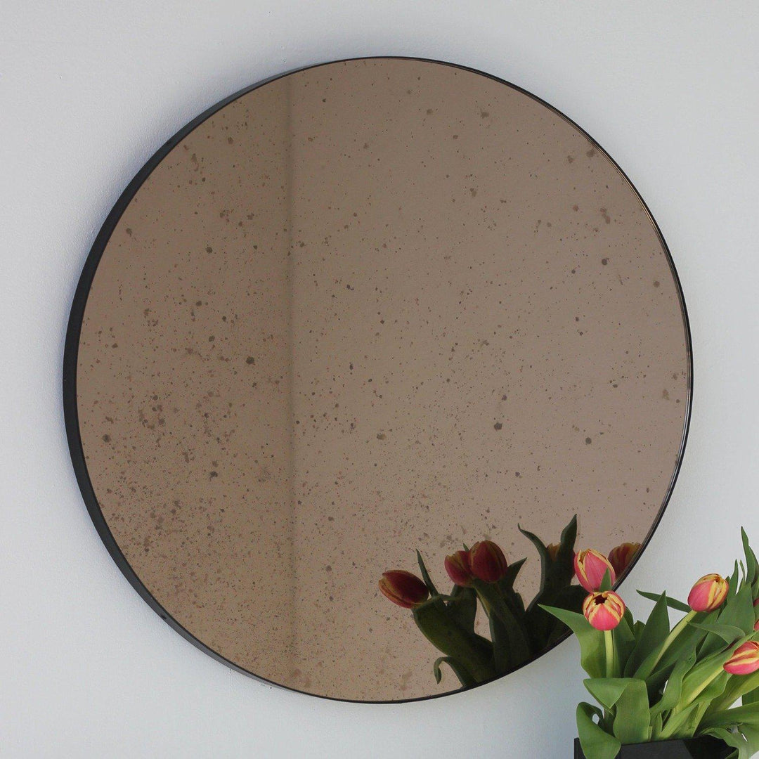 Stunning Rectangular Wall Mirror with Beveled Black Frame - Perfect for Home Interiors