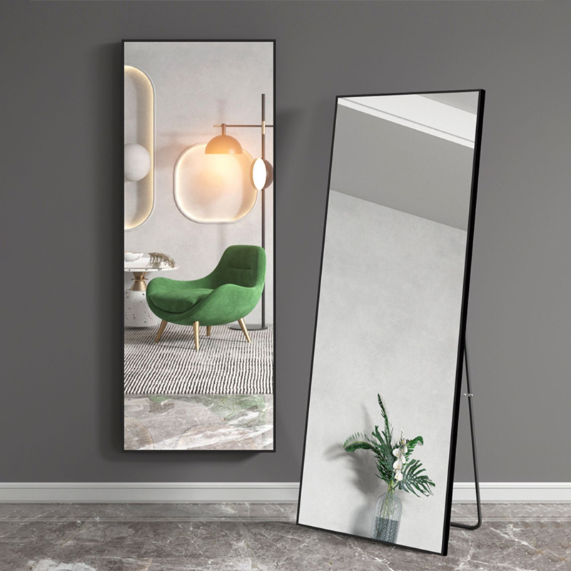 Rectangular right angle aluminum frame full body mirror floor mirror without backplate super lightweight