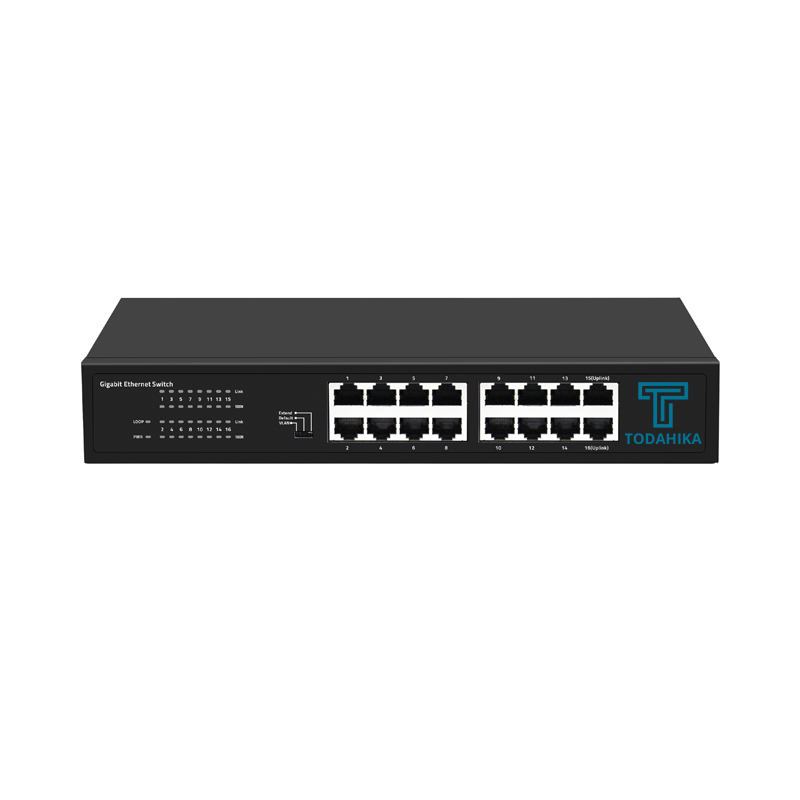 TH-G0016DAI-Rack Ethernet Switch 16x10/100/1000Base-T Port Desktop, VLAN setting, 250meter transmission