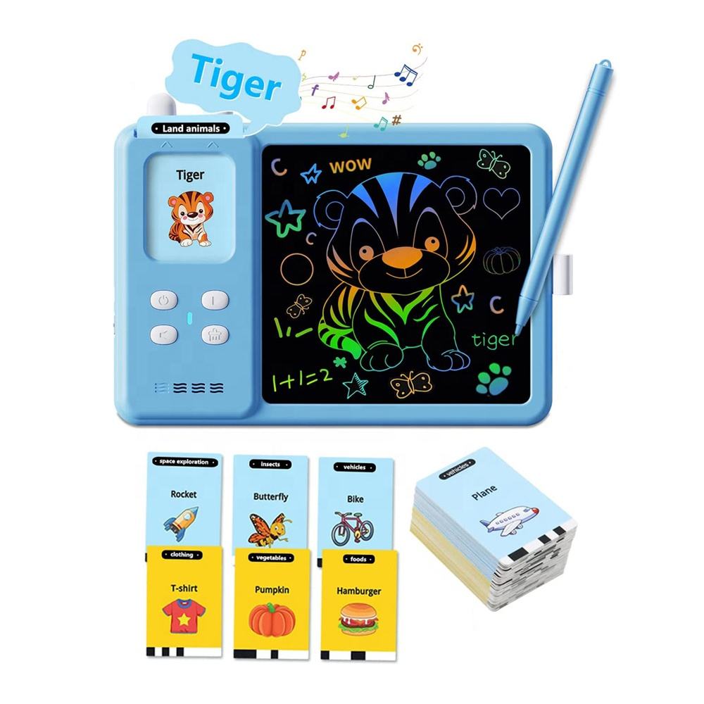New read and write learning toys talking flash cards with LCD writing drawing board doodle tablet reading machine for kids