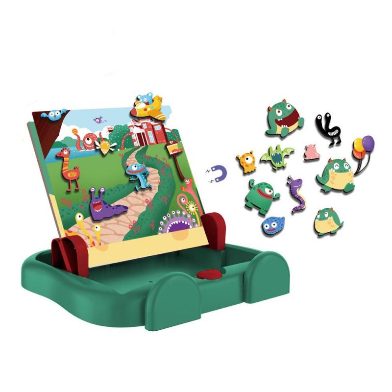 2 in 1 Novel scene magnetic puzzle paste toy kid DIY drawing board cartoon monster scenes toy emotion change game learning board