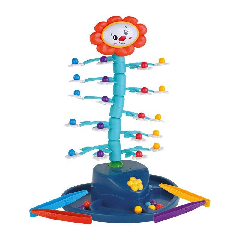 Electric swinging rotating sunflower indoor interactive shaking dancing toy kids place the colored balls board game with music
