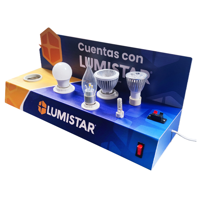 LD014 LUMISTAR Retail PVC Light Bulb Lamp Counter POS Display 6 Sockets Tester With Connector And Switch