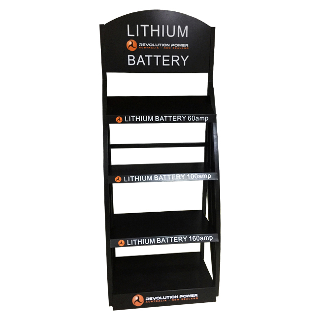 CA013 LITHIUM Retail Advertising 4 Shelves Metal Heavy Duty Car Storage Battery Accumulator Point Of Sale Displays
