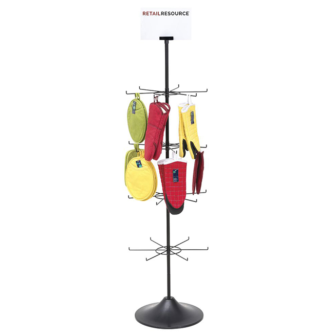 CL195 Customize 4 Tiers Glove Metal Wire Spinner Flooring Display Rack For Retail Store