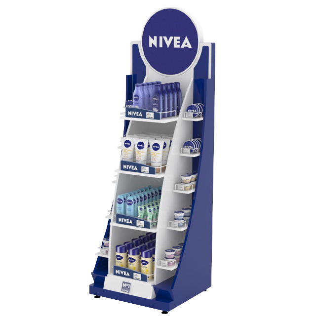 CT134 NIVEA MDF Wood Body Wash Shampoo Face Cream Shelves Display Racks For Retail Stores 