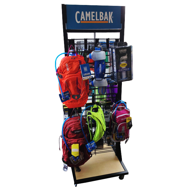 CL189 CAMELBAK Advertising Retail Bag Sports Backpack Double Sided Floor Display Rack Fixtures