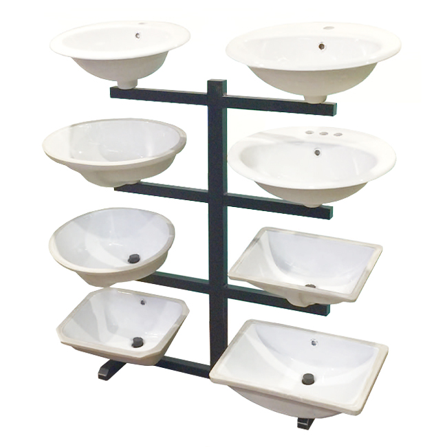 TD095 Commercial Advertising Free Standing 8 Water Sink Wash Basin Metal Tube Display Stand