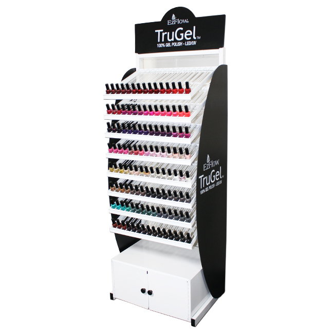 CM119 Cosmetics Shop Design Nail Polish Metal Display Stands With Shelving Rack And Cabinets