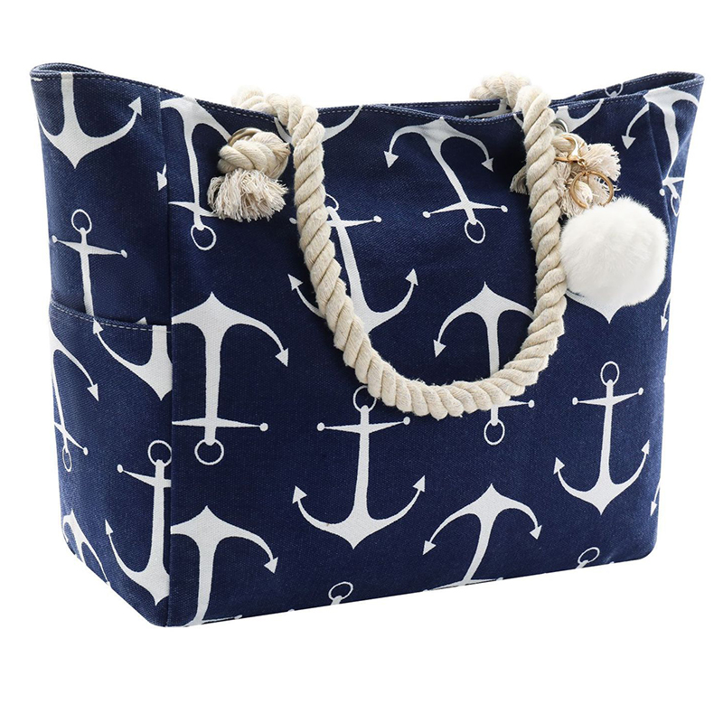 Trust-U Navy Blue Anchor Canvas Beach Travel Tote - Swimwear Storage and Toiletry Bag