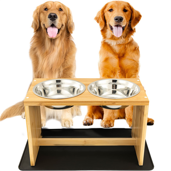 Elevated Feeding Station Dog Bowl Stand with 2 Bowls and a Nonslip Pad