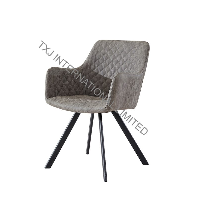 TC-1785 Vintage PU Dining Chair Armchair With Black Legs