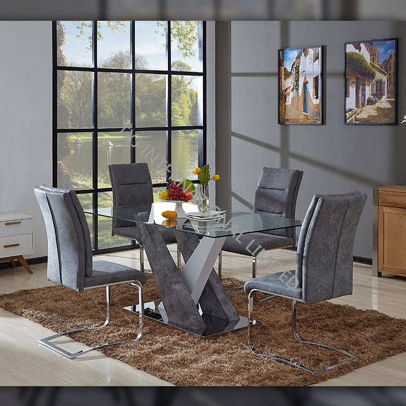  TD-1772 Tempered glass hot selling dining table MDF frame