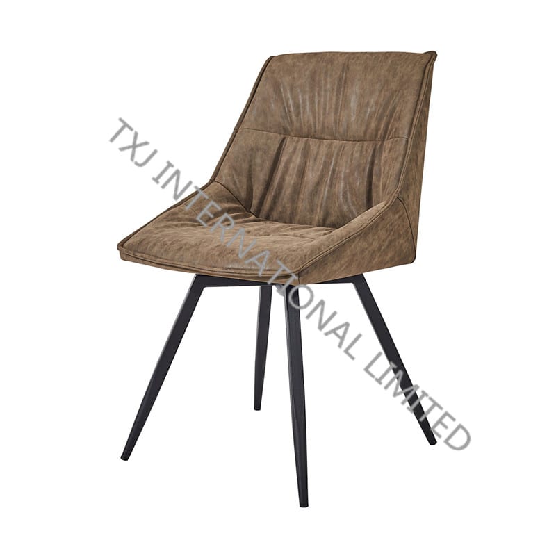 TC-1884 Vintage PU Dining Chair With Black Powder Coating Legs