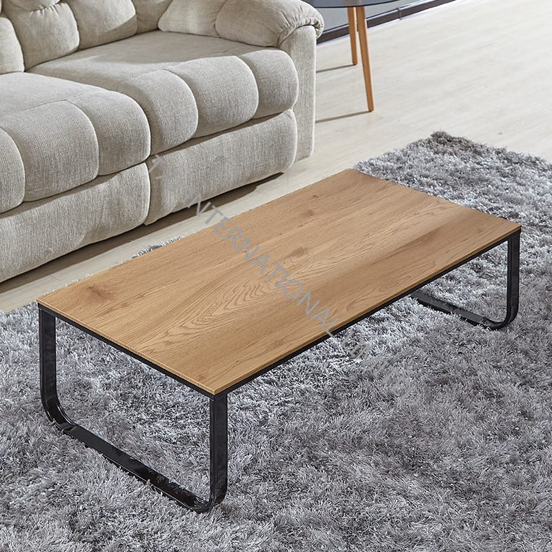 BT-1737 MDF Coffee Table With Oak Paper Veneer Metal Leg