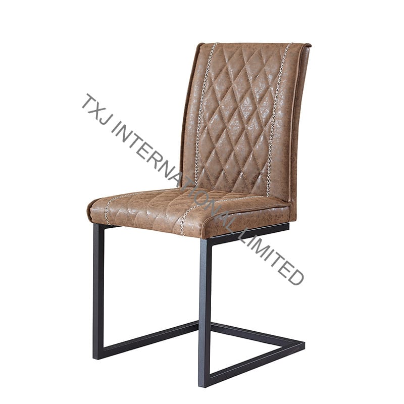 TC-1734 Vintage PU Dining Chair With Black Frame